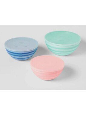 Sun Squad Packable Serving Bowl Set With Lids BPA-Free Dishwasher-Safe 3-Piece M